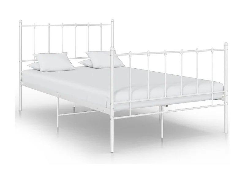 Lit simple | Lit adulte, enfant | Cadre de lit blanc métal 120x200 cm