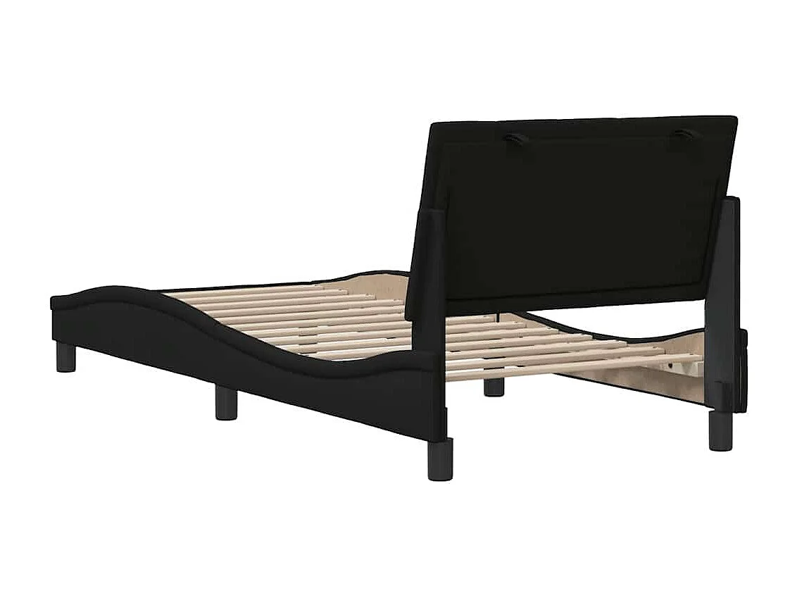 Letto per adulti | Letto singolo | Giroletto senza Materasso Hanko Nero 90x190 cm in Tessuto