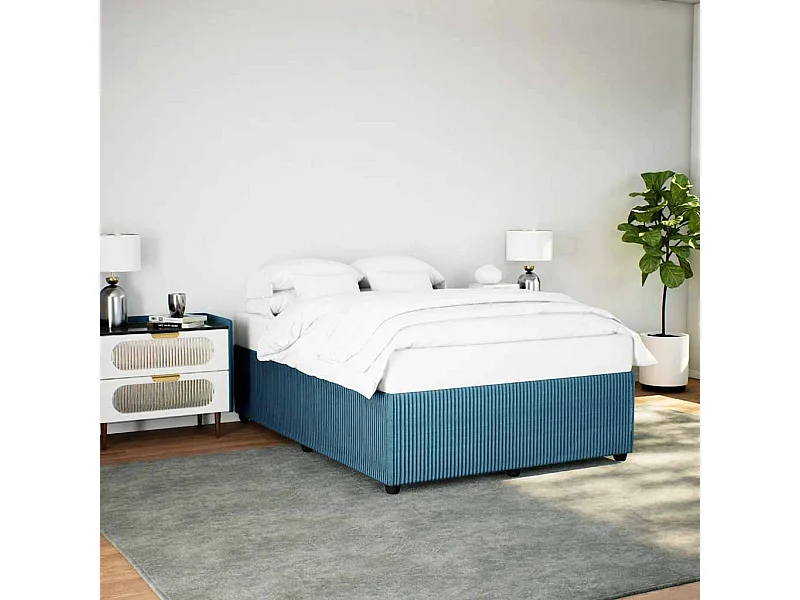 Letto per adulti | Letto matrimoniale | Giroletto Blu 140x190 cm in Velluto