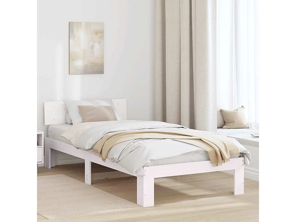 Lit simple | Lit adulte, enfant | Cadre de lit Blanc 80x200 cm Bois de pin massif