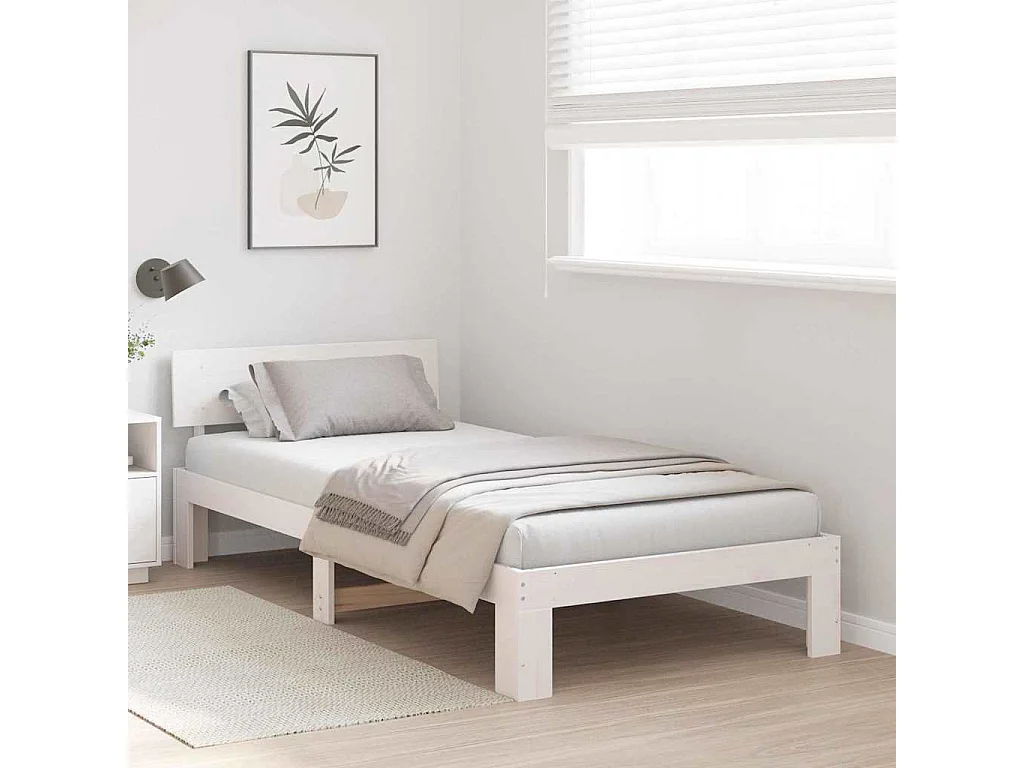 Lit simple | Lit adulte, enfant | Cadre de lit Blanc 80x200 cm Bois de pin massif