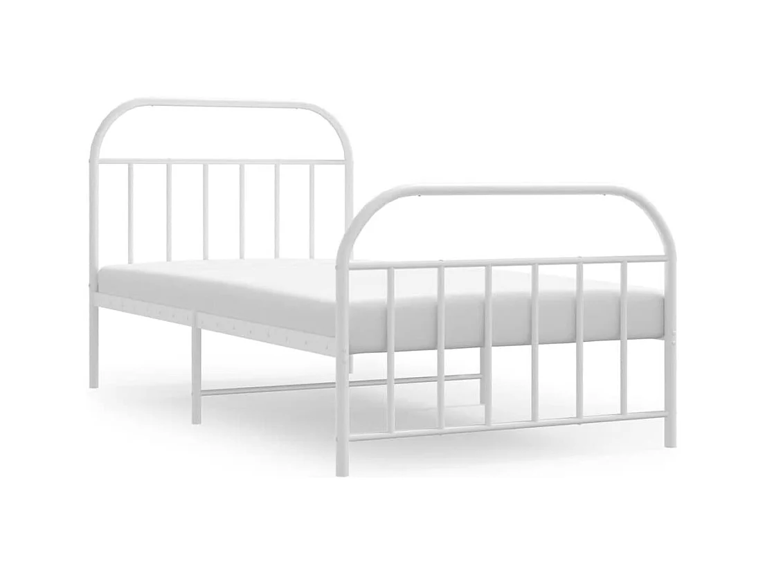 Lit simple | Lit adulte, enfant | Cadre de lit métal et pied de lit blanc 100x190 cm