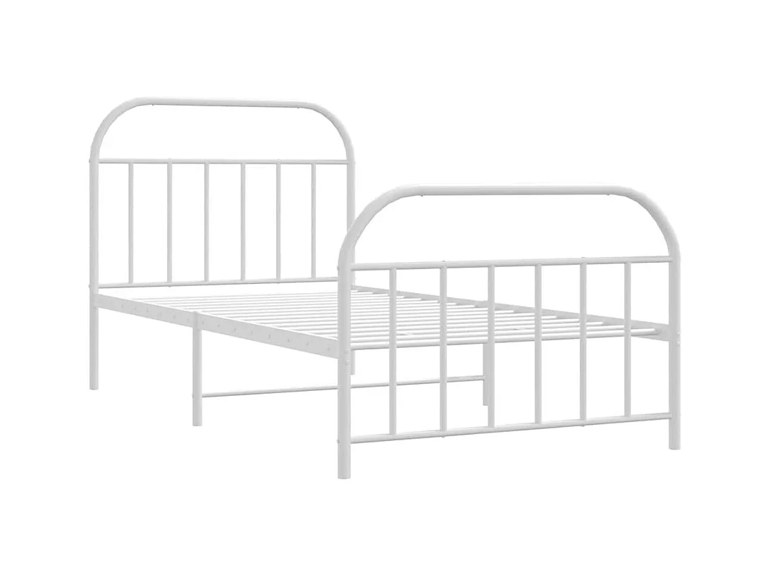 Lit simple | Lit adulte, enfant | Cadre de lit métal et pied de lit blanc 100x190 cm