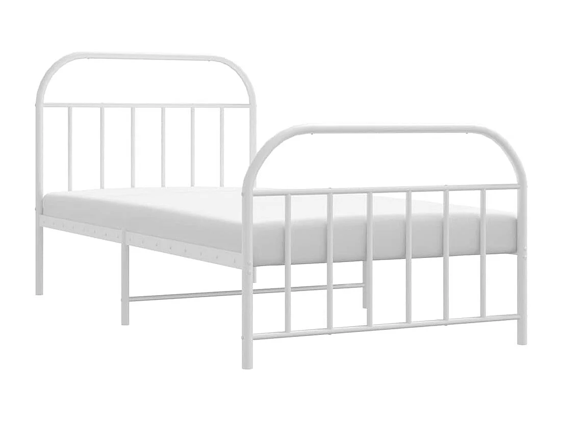 Lit simple | Lit adulte, enfant | Cadre de lit métal et pied de lit blanc 100x190 cm