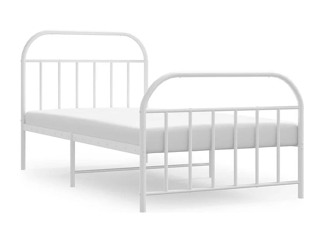 Lit simple | Lit adulte, enfant | Cadre de lit métal et pied de lit blanc 100x190 cm