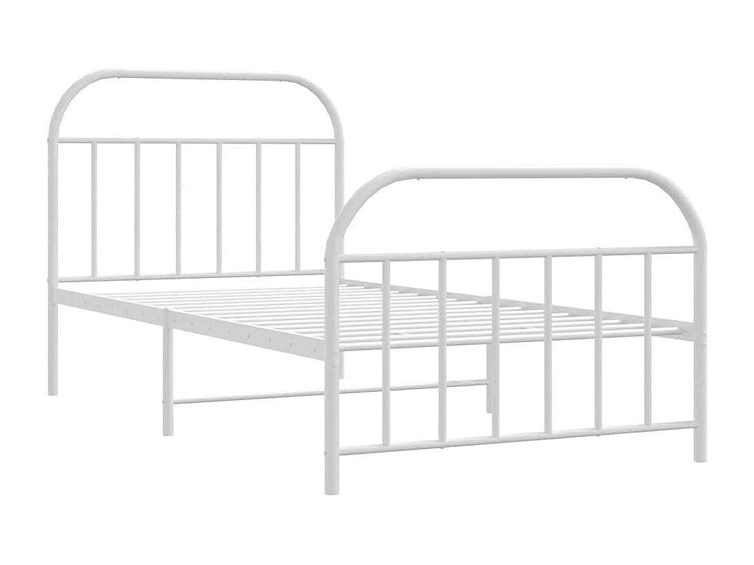 Lit simple | Lit adulte, enfant | Cadre de lit métal et pied de lit blanc 100x190 cm