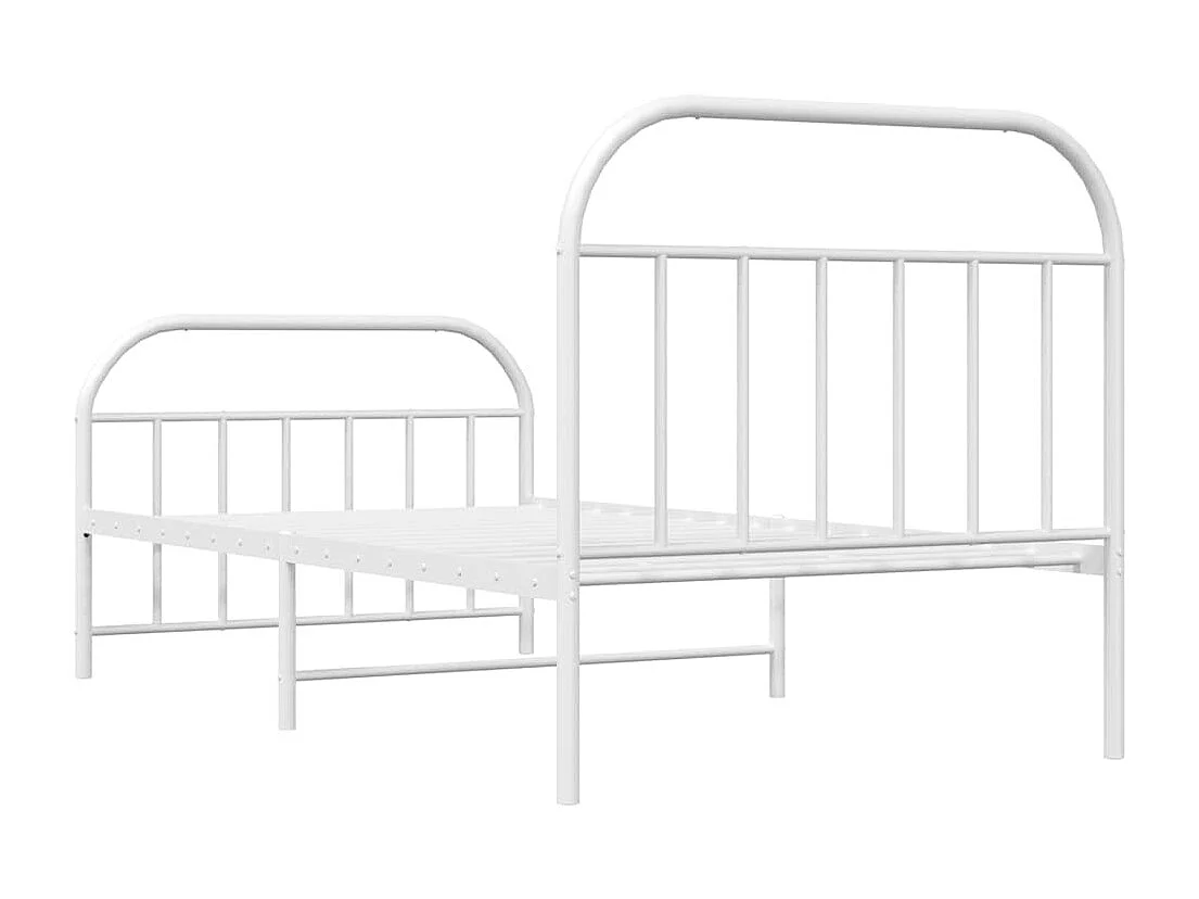 Lit simple | Lit adulte, enfant | Cadre de lit métal et pied de lit blanc 100x190 cm