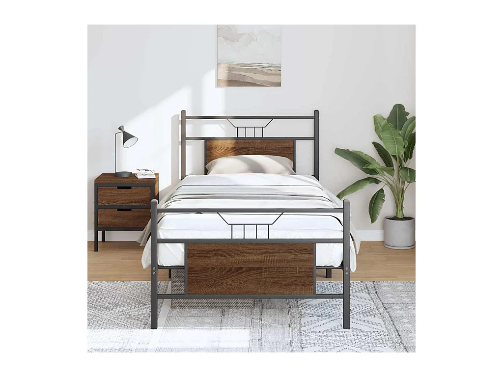 Letto per adulti | Letto singolo | Giroletto senza Materasso Rovere Marrone 90x190cm in Truciolato