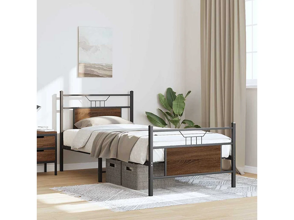 Letto per adulti | Letto singolo | Giroletto senza Materasso Rovere Marrone 90x190cm in Truciolato