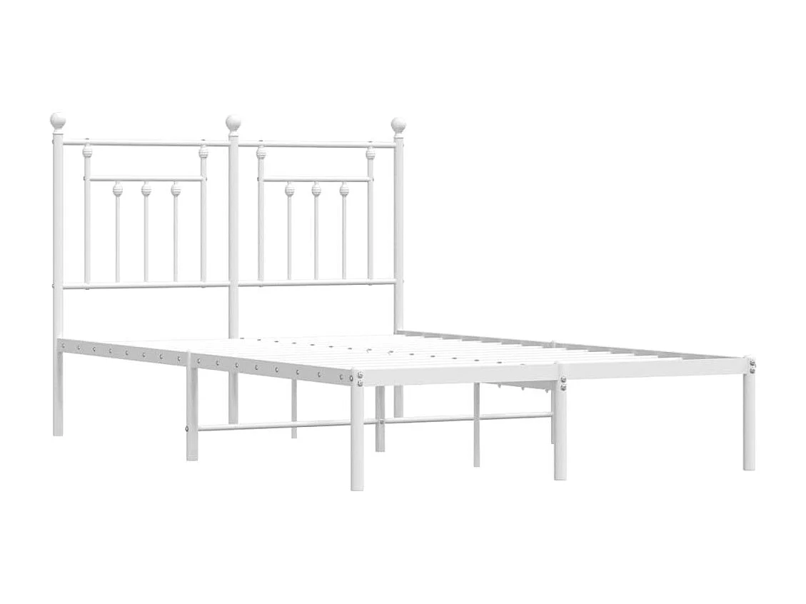 Lit simple | Lit adulte, enfant | Cadre de lit métal et tête de lit blanc 120x200 cm