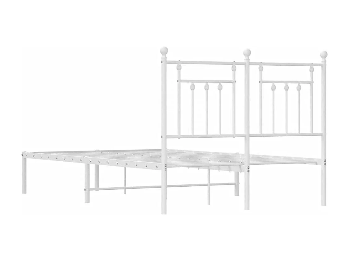 Lit simple | Lit adulte, enfant | Cadre de lit métal et tête de lit blanc 120x200 cm