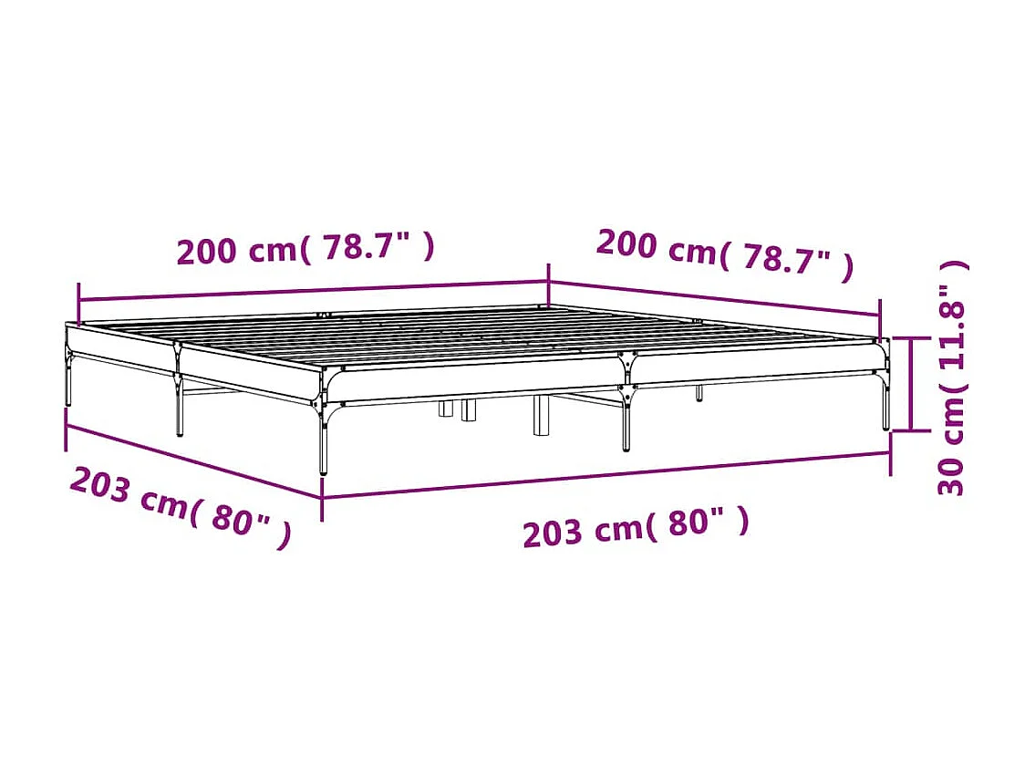 Lit double | Lit adulte | Cadre de lit chêne sonoma 200x200 cm