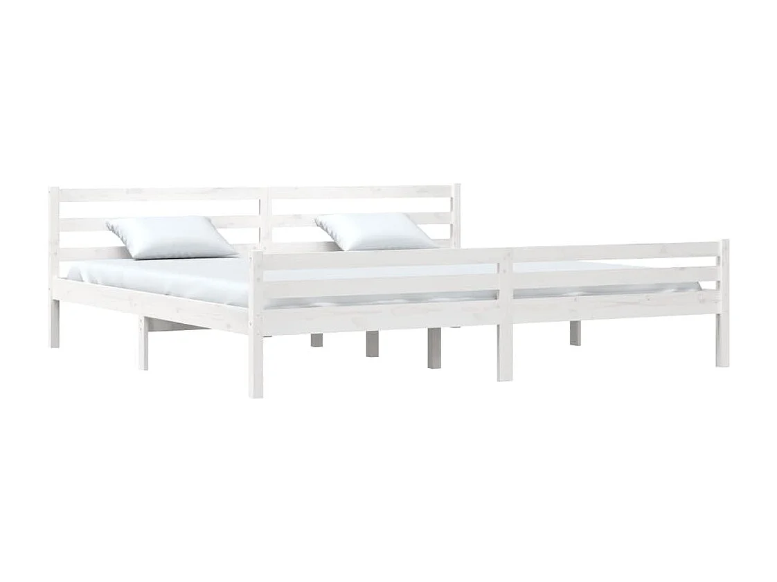 Lit double | Lit adulte | Cadre de lit blanc bois massif 200x200 cm