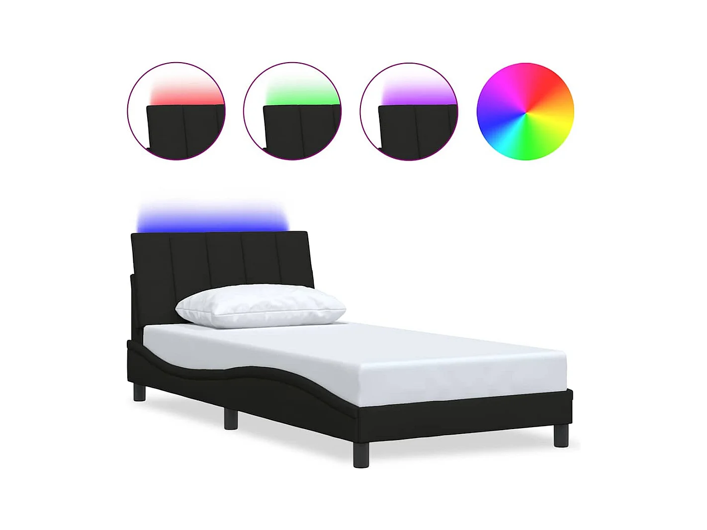 Letto per adulti | Letto singolo | Giroletto senza Materasso Hanko Nero 100x200 cm in Tessuto