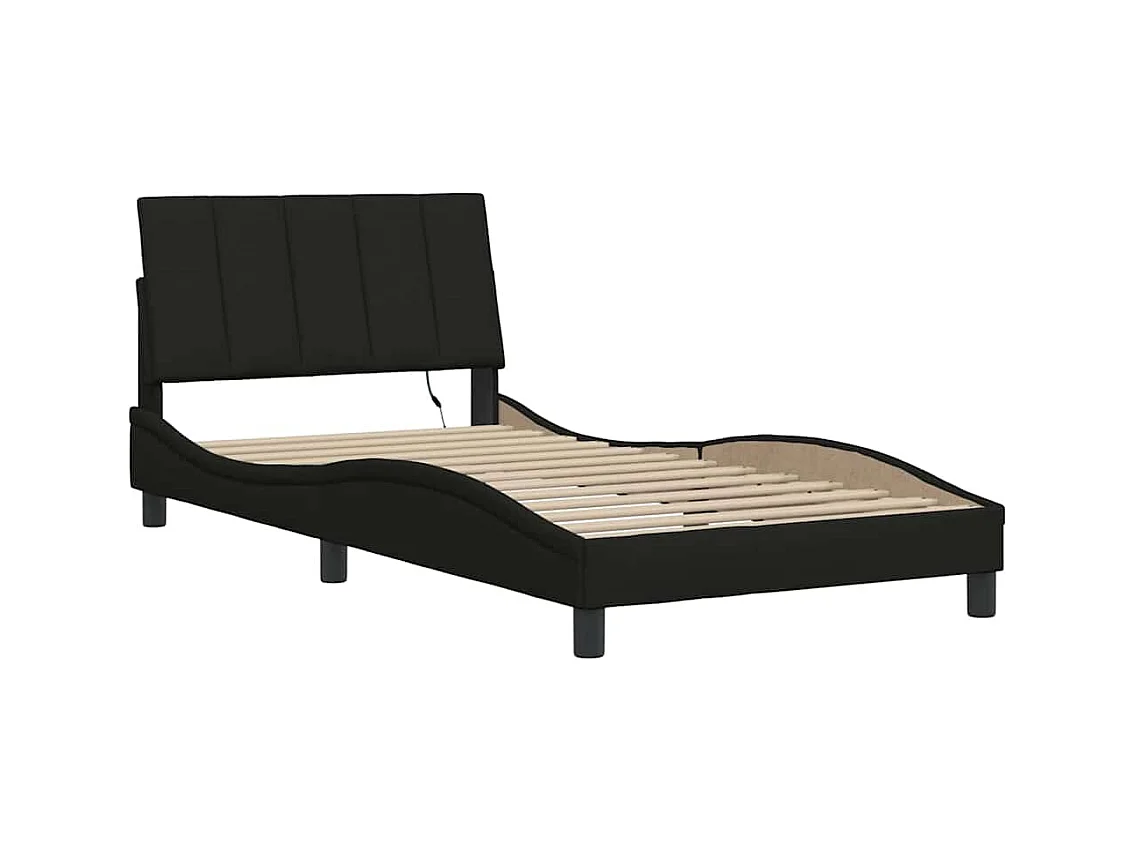 Letto per adulti | Letto singolo | Giroletto senza Materasso Hanko Nero 100x200 cm in Tessuto