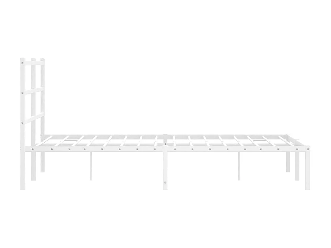 Lit simple | Lit adulte, enfant | Cadre de lit métal et tête de lit blanc 120x190 cm