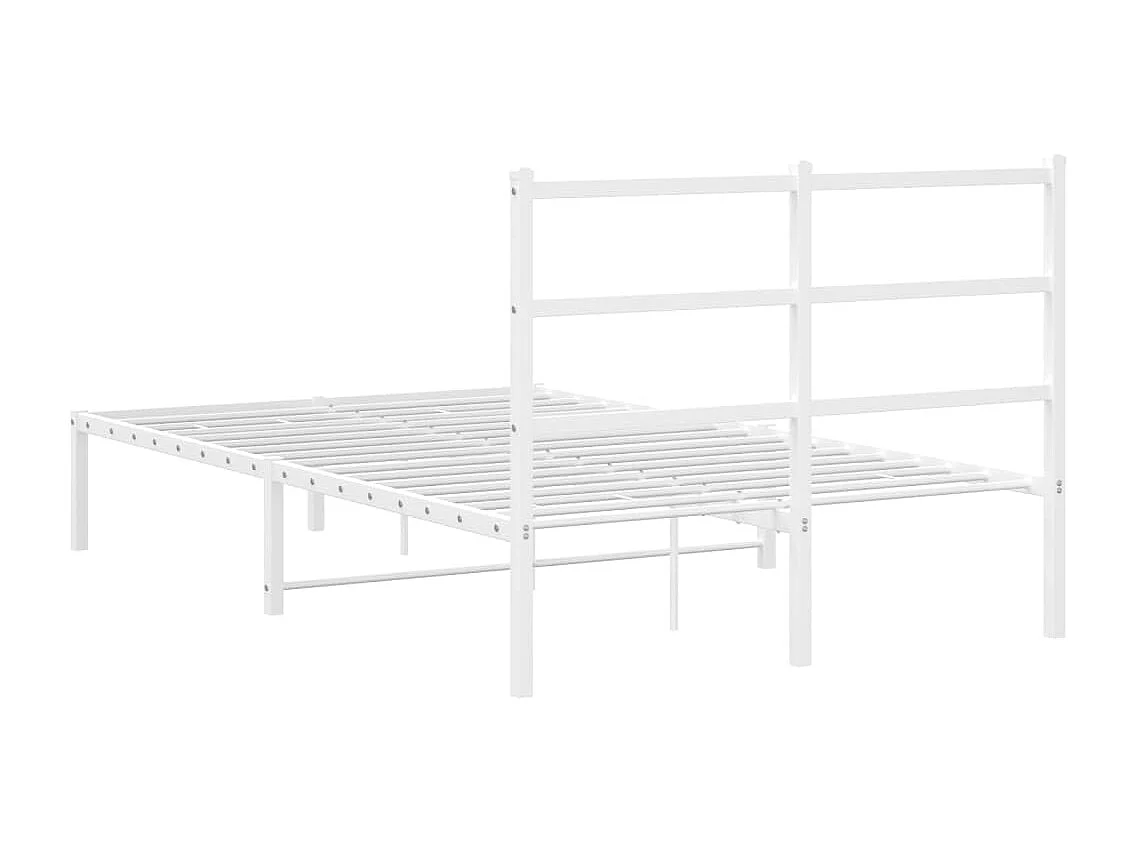 Lit simple | Lit adulte, enfant | Cadre de lit métal et tête de lit blanc 120x190 cm