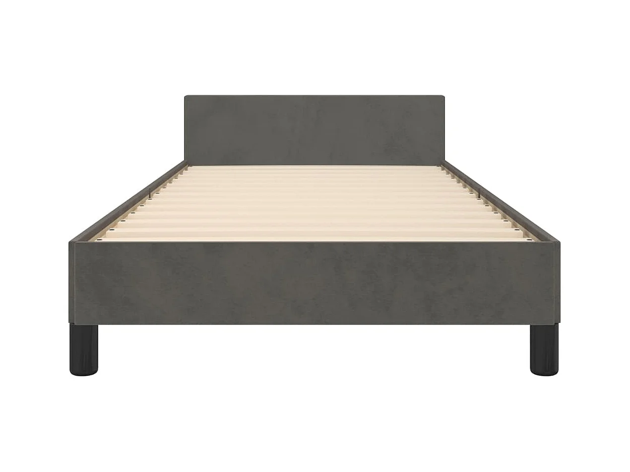 Lit simple | Lit adulte, enfant | Cadre de lit gris foncé 90x200 cm velours