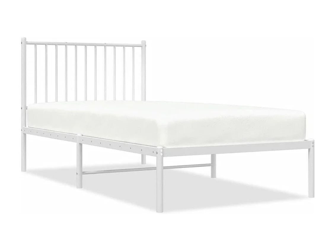 Lit simple | Lit adulte, enfant | Cadre de lit métal avec tête de lit blanc 90x190cm