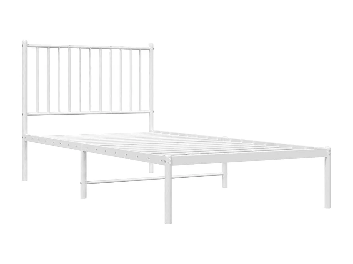 Lit simple | Lit adulte, enfant | Cadre de lit métal avec tête de lit blanc 90x190cm