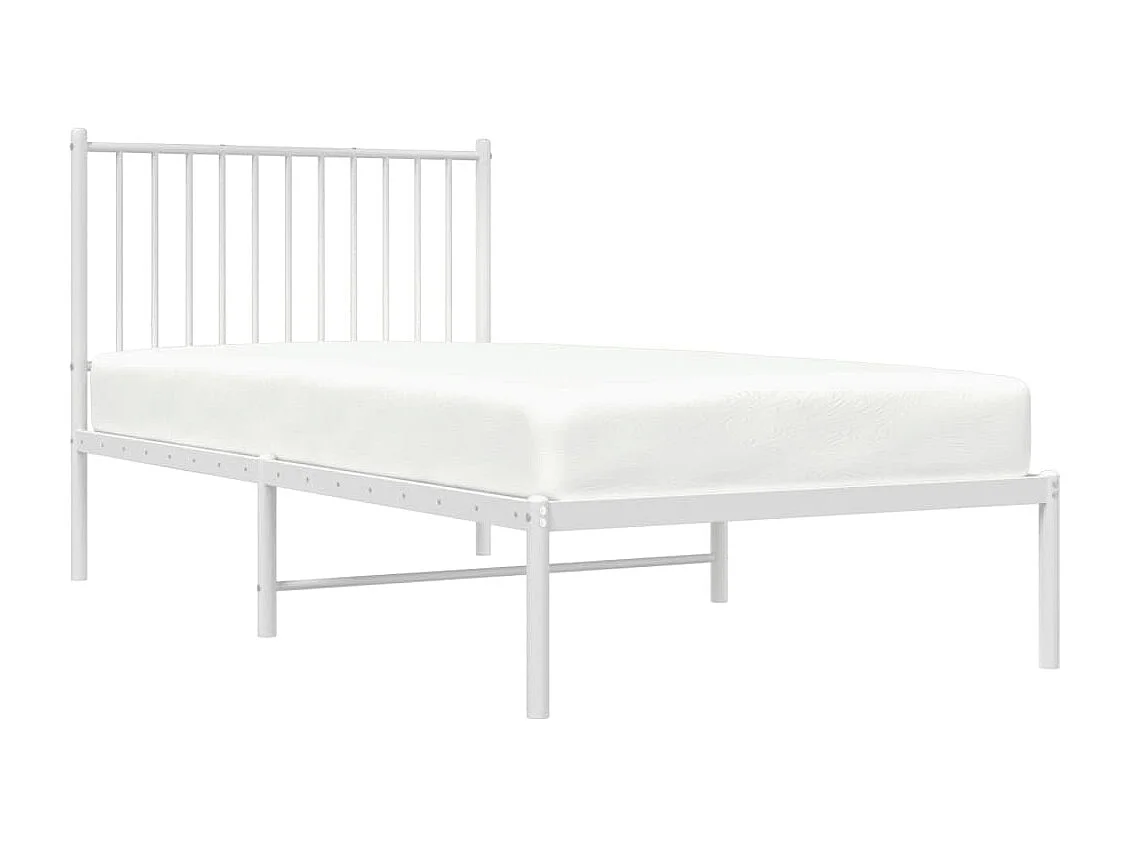 Lit simple | Lit adulte, enfant | Cadre de lit métal avec tête de lit blanc 90x190cm