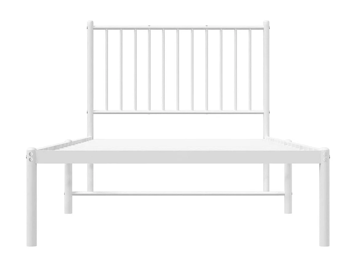 Lit simple | Lit adulte, enfant | Cadre de lit métal avec tête de lit blanc 90x190cm