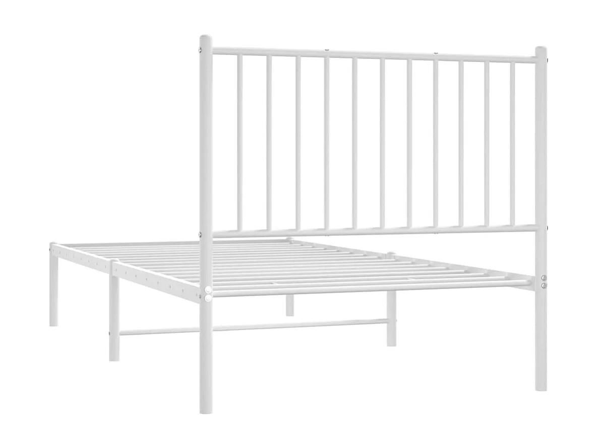 Lit simple | Lit adulte, enfant | Cadre de lit métal avec tête de lit blanc 90x190cm
