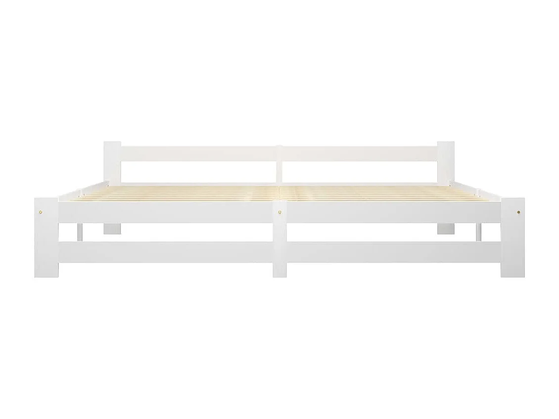 Lit double | Lit adulte | Cadre de lit blanc bois massif de pin 200x200 cm