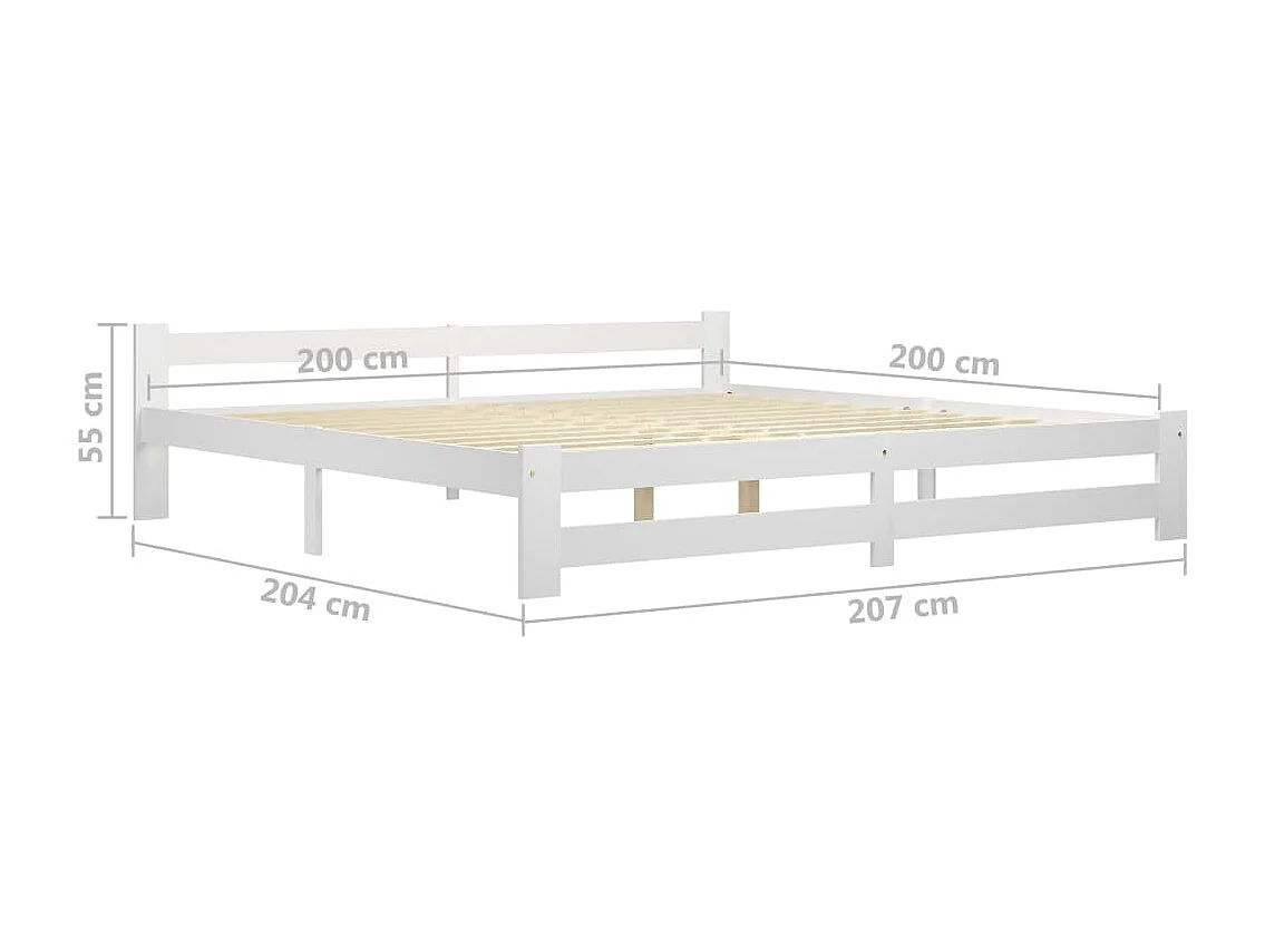 Lit double | Lit adulte | Cadre de lit blanc bois massif de pin 200x200 cm