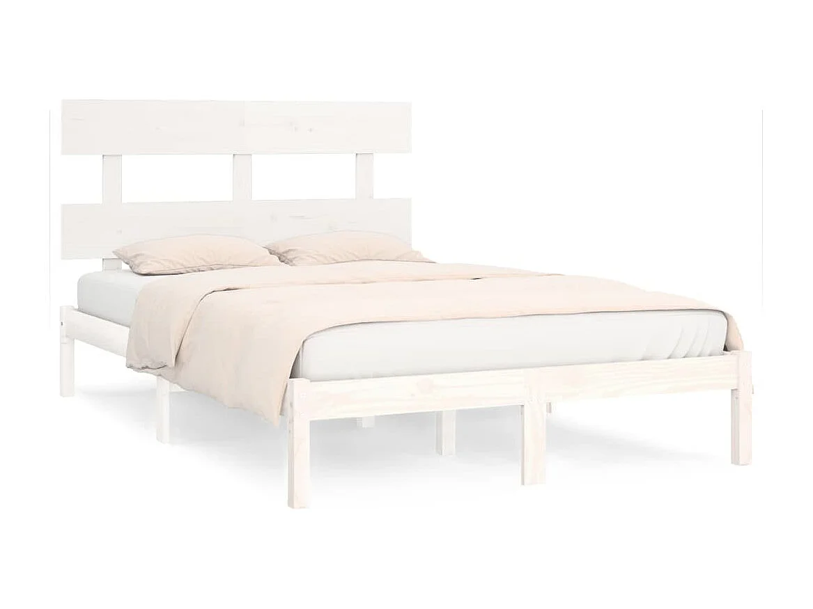 Lit double | Lit adulte | Cadre de lit blanc 200x200 cm bois massif