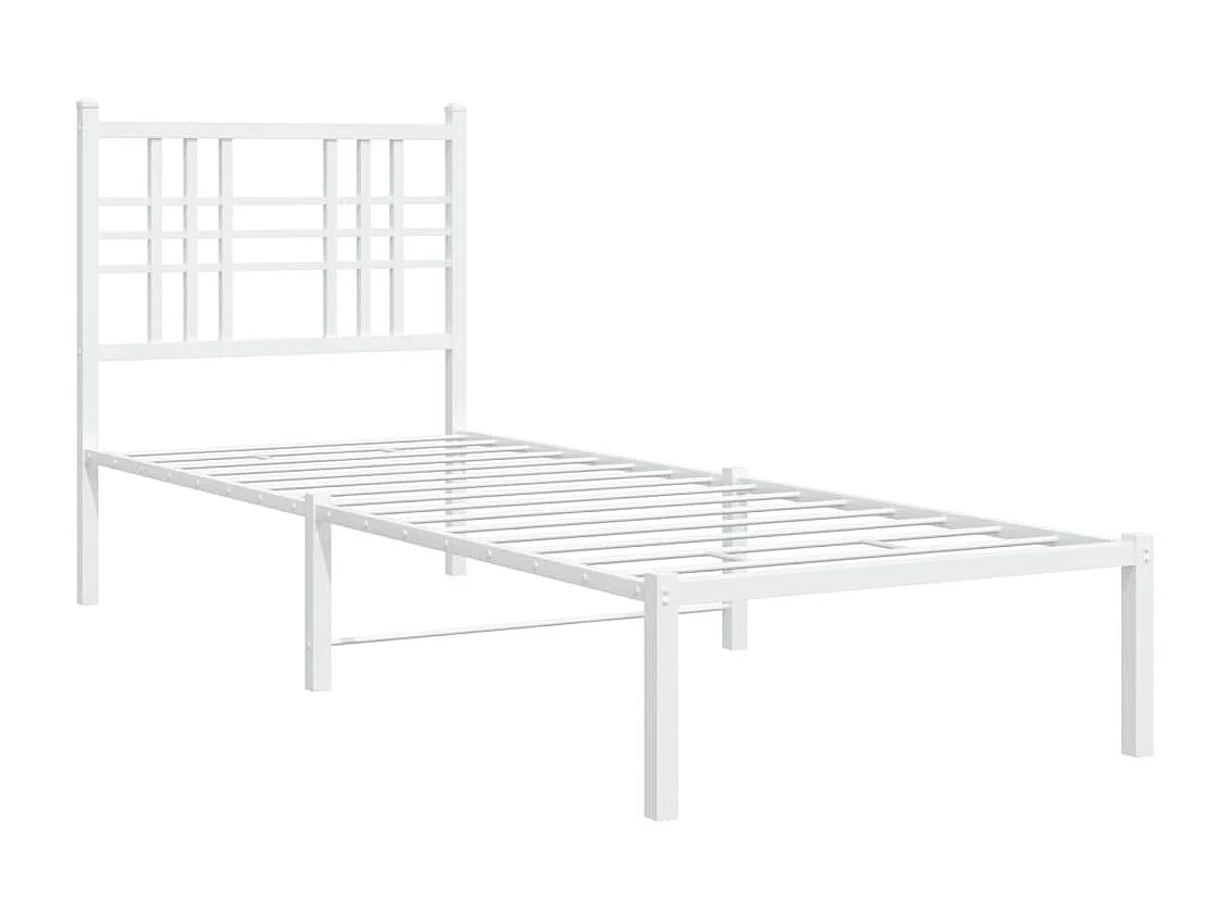 Lit simple | Lit adulte, enfant | Cadre de lit métal avec tête de lit blanc 75x190cm