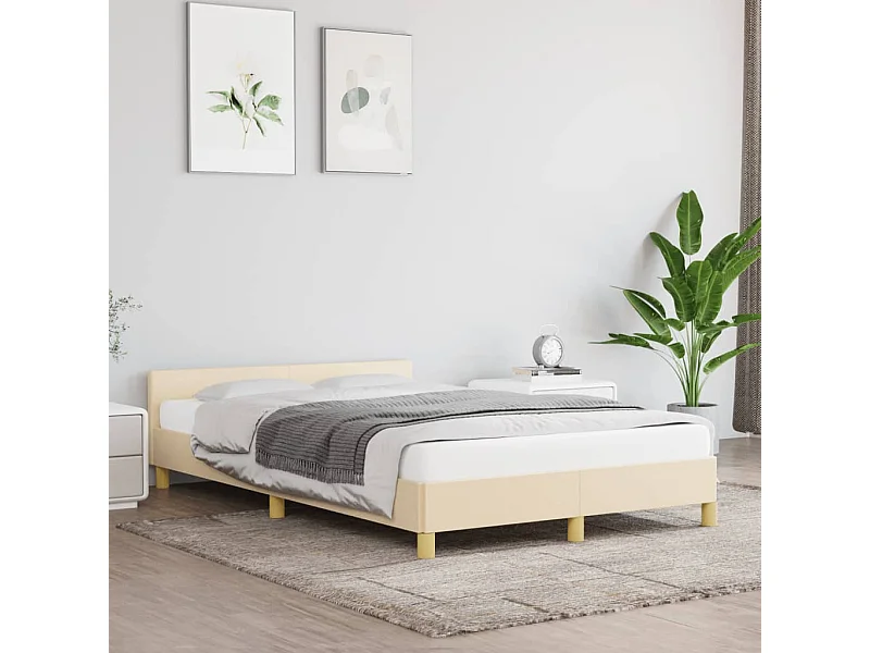 Lit simple | Lit adulte, enfant | Cadre de lit crème 120x190 cm tissu