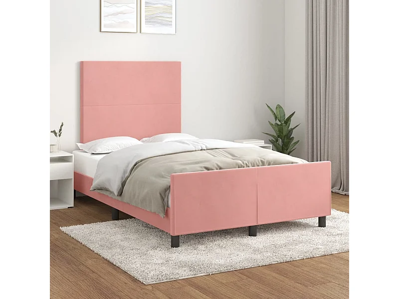 Lit simple | Lit adulte, enfant | Cadre de lit rose 120x200 cm velours
