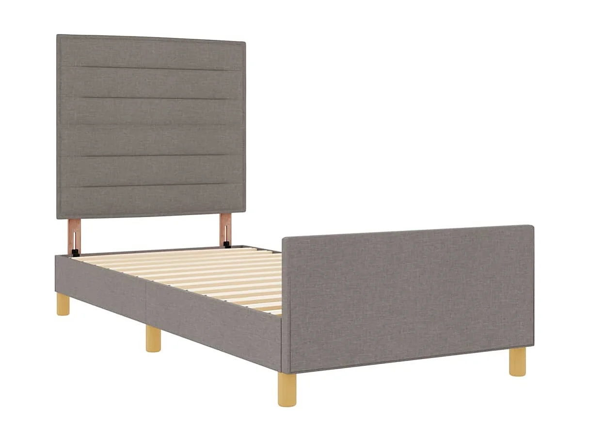 Lit simple | Lit adulte, enfant | Cadre de lit avec tête de lit Taupe 100x200 cm tissu