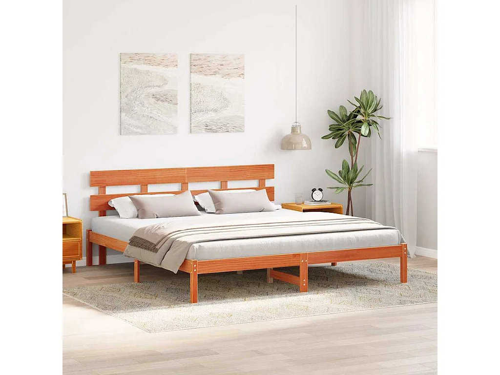 Lit double | Lit adulte | Cadre de lit Marron 180x200 cm Bois de pin massif