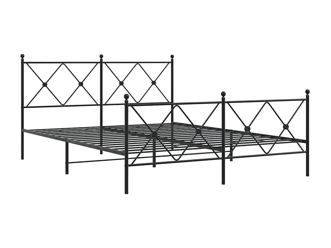 Lit double | Lit adulte | Cadre de lit métal avec pied de lit noir 150x200cm