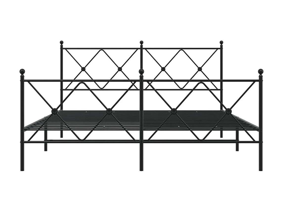 Lit double | Lit adulte | Cadre de lit métal avec pied de lit noir 150x200cm