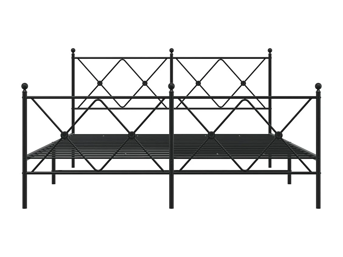 Lit double | Lit adulte | Cadre de lit métal avec pied de lit noir 150x200cm