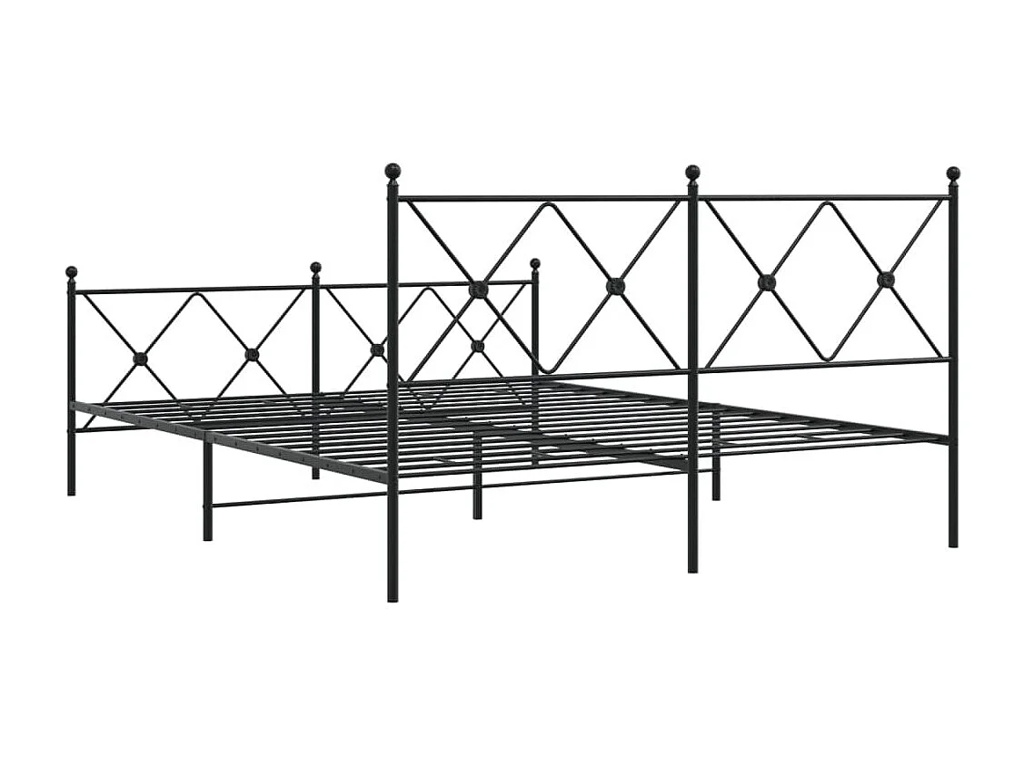 Lit double | Lit adulte | Cadre de lit métal avec pied de lit noir 150x200cm