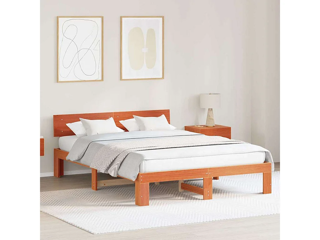 Lit double | Lit adulte | Cadre de lit Marron 160x200 cm Bois de pin massif