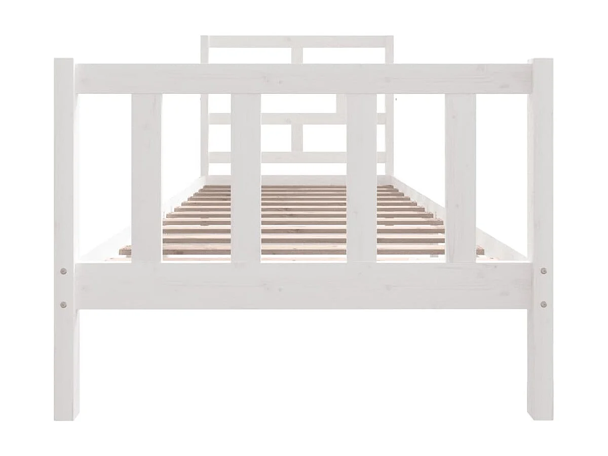 Lit simple | Lit adulte, enfant | Cadre de lit blanc bois de pin massif 90x190 cm