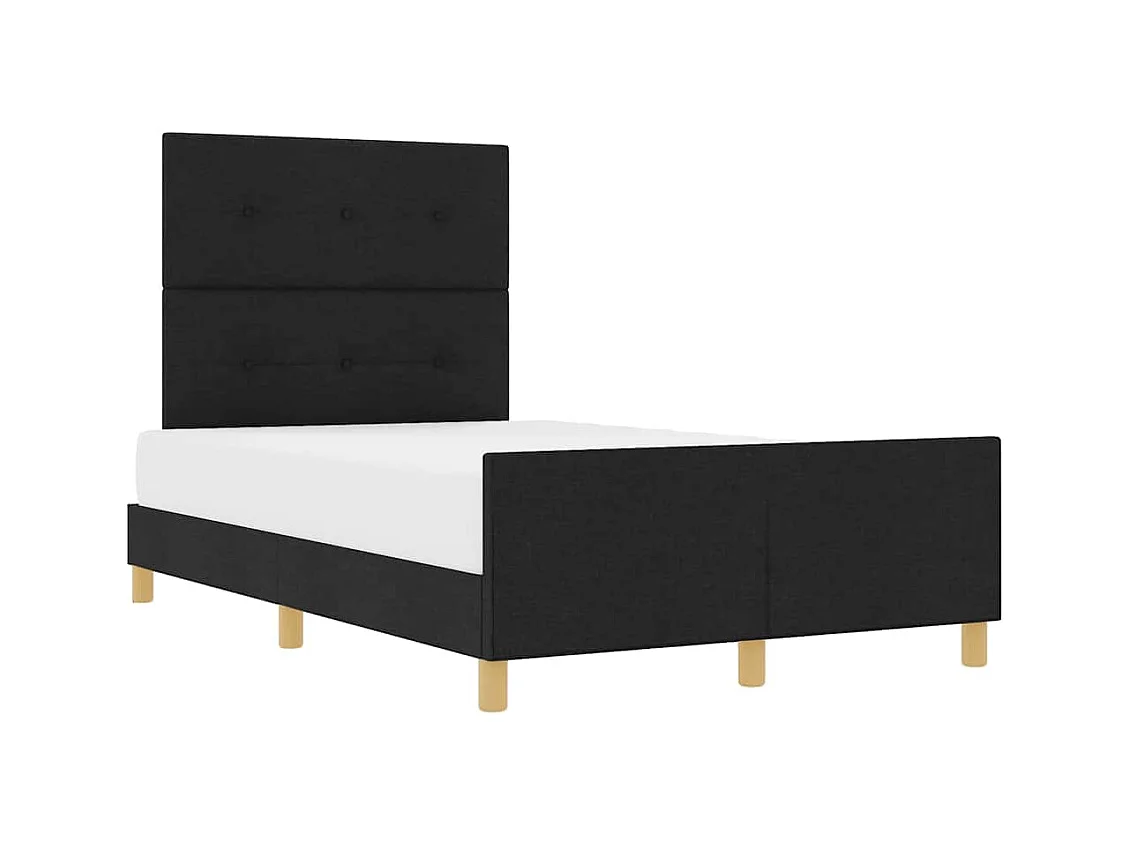 Lit simple | Lit adulte, enfant | Cadre de lit avec tête de lit Noir 120x200 cm tissu