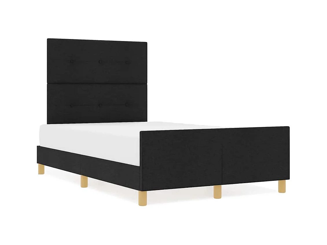 Lit simple | Lit adulte, enfant | Cadre de lit avec tête de lit Noir 120x200 cm tissu