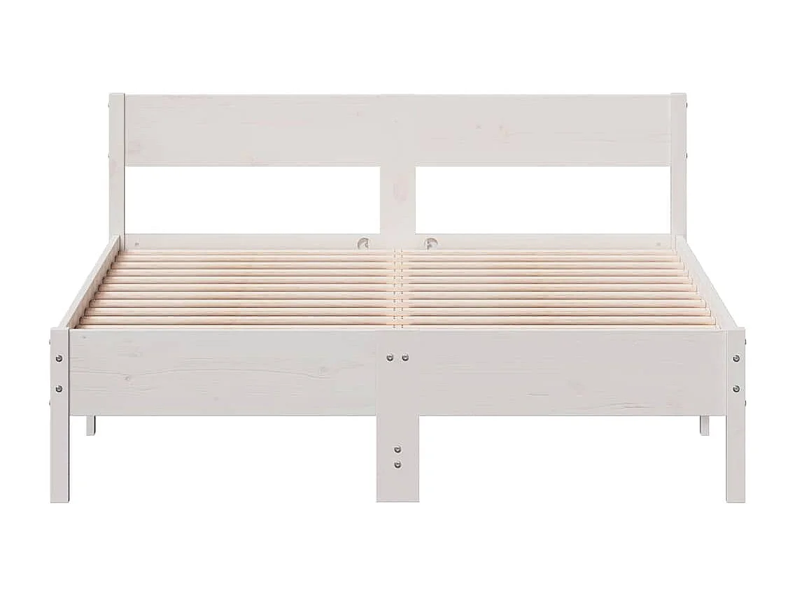 Lit double | Lit adulte | Cadre de lit blanc 160x200 cm bois de pin massif