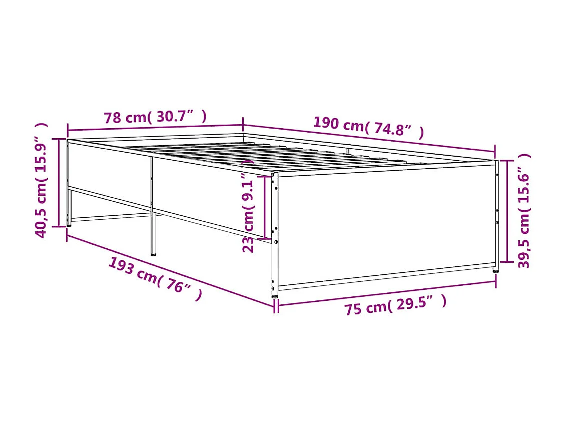 Lit simple | Lit adulte, enfant | Cadre de lit chêne sonoma 75x190 cm