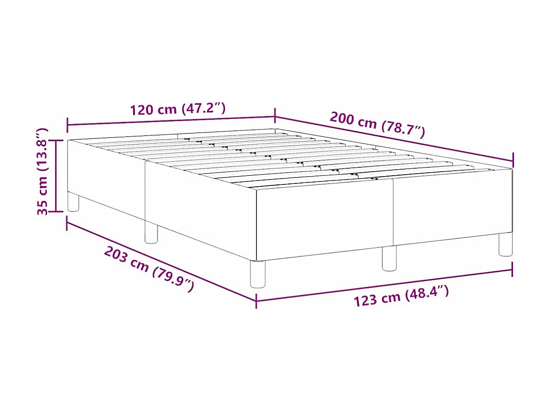 Lit simple | Lit adulte, enfant | Cadre de lit Crème 120x200 cm Tissu en velours côtelé