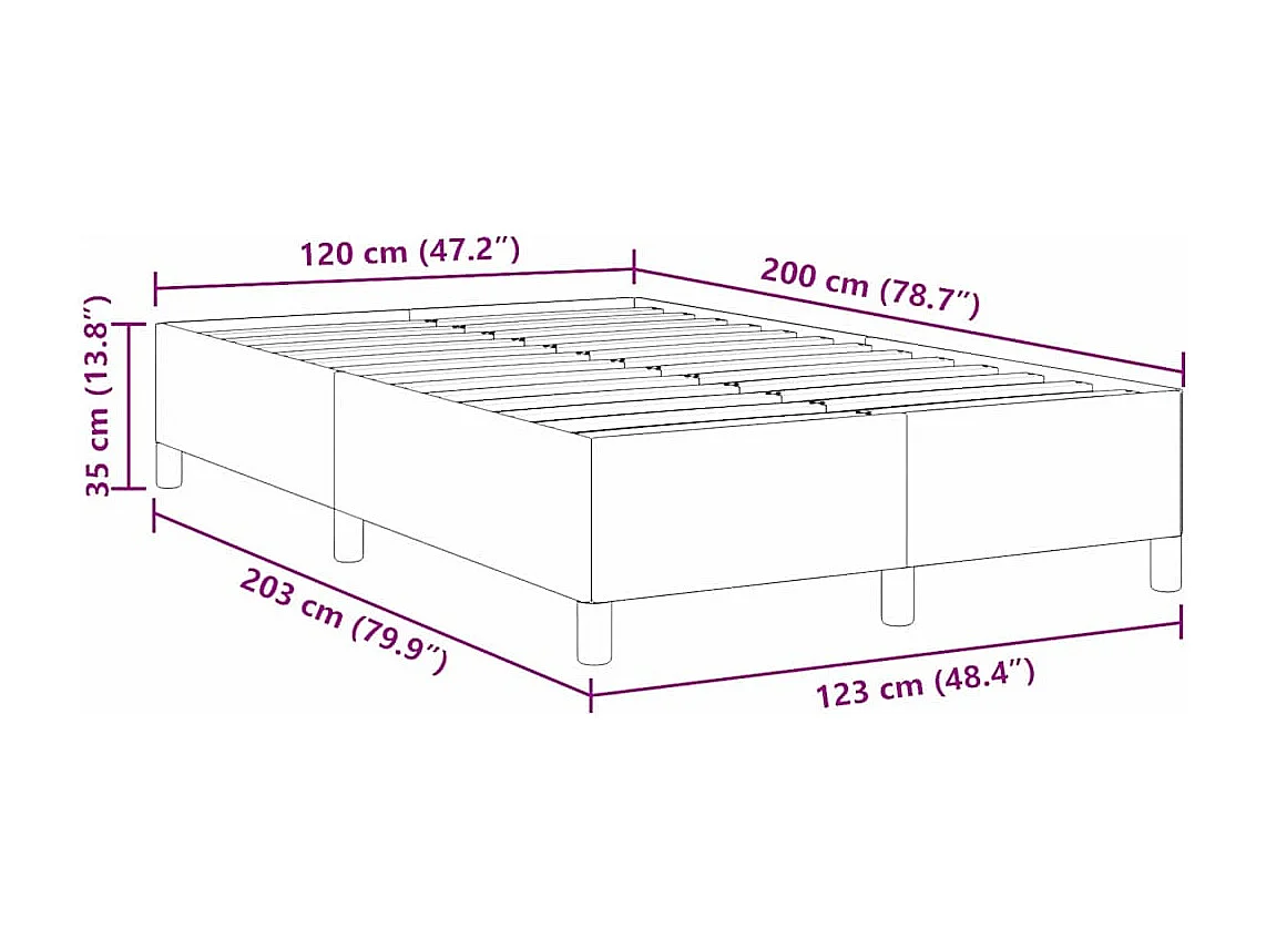 Lit simple | Lit adulte, enfant | Cadre de lit Crème 120x200 cm Tissu en velours côtelé