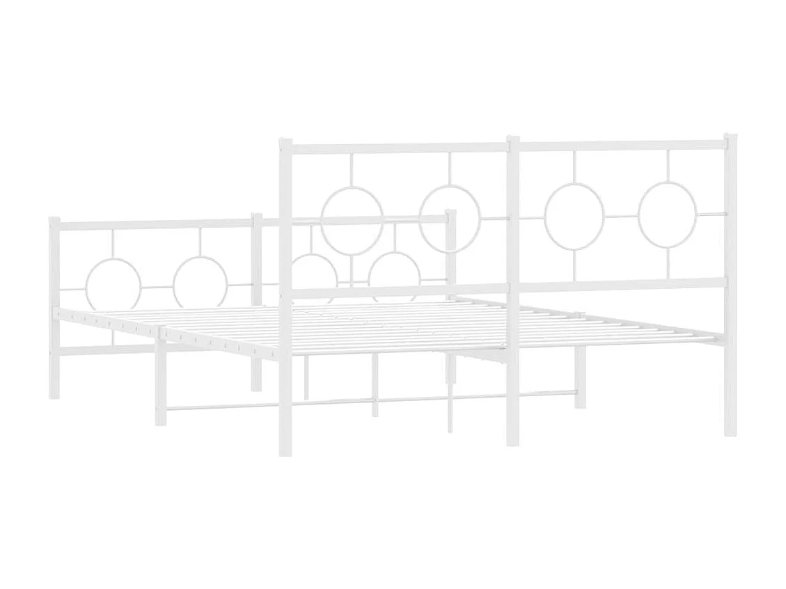 Lit double | Lit adulte | Cadre de lit métal et pied de lit blanc 140x200 cm