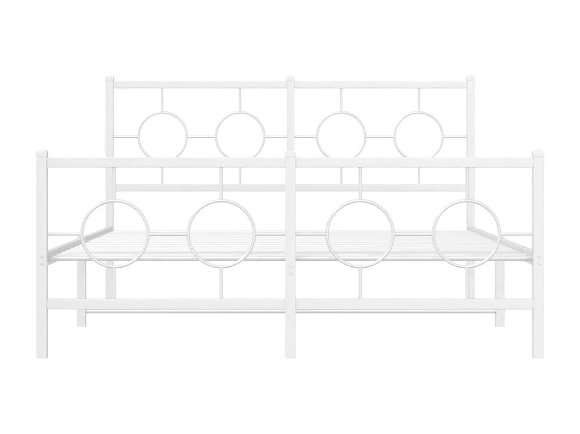 Lit double | Lit adulte | Cadre de lit métal et pied de lit blanc 140x200 cm