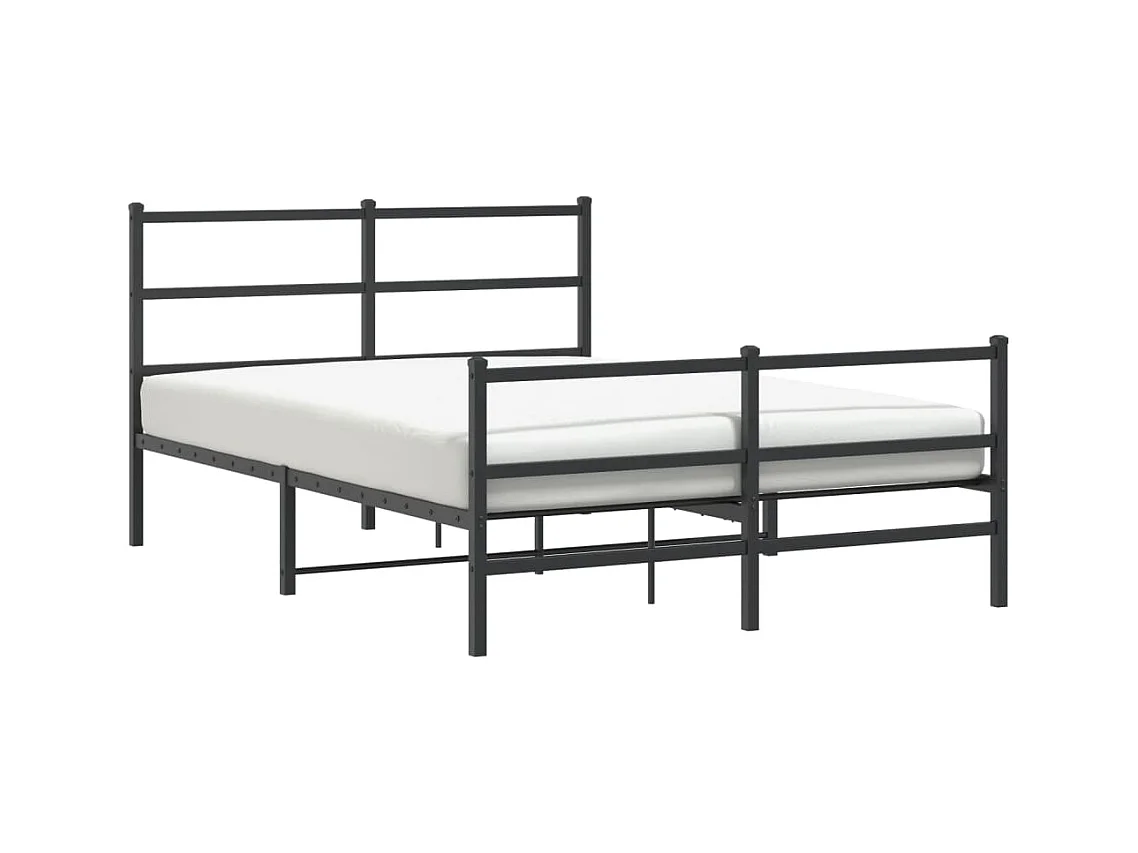 Lit double | Lit adulte | Cadre de lit métal avec pied de lit noir 140x190cm